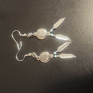 Concho Feather nickel free fish hook earrings